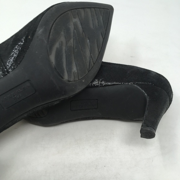 TALBOTS BLACK BLUE POINTED TOE SUEDE HEELS 6M - Picture 5 of 5